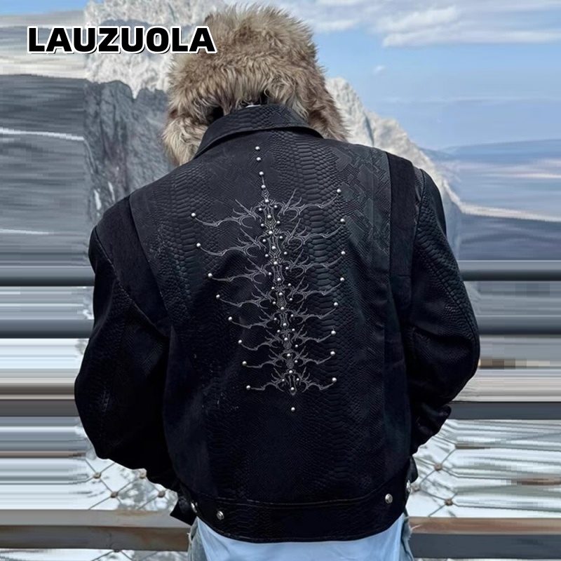 Embroidery Gothic - Chaqueta Negra para Hombre con Estampado