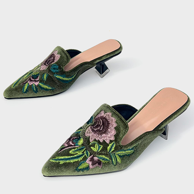 Embroidery Design - Zapatos de Mujer de Terciopelo Bordado,
