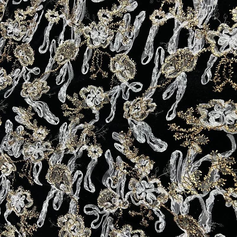 Embroidery Design 3D - Tela de terciopelo bordada de alta