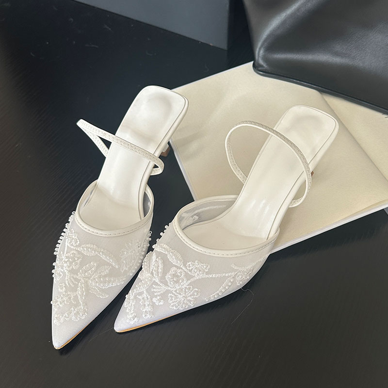 Embroidery Flower - 2026 Sandalias elegantes con talón descubierto