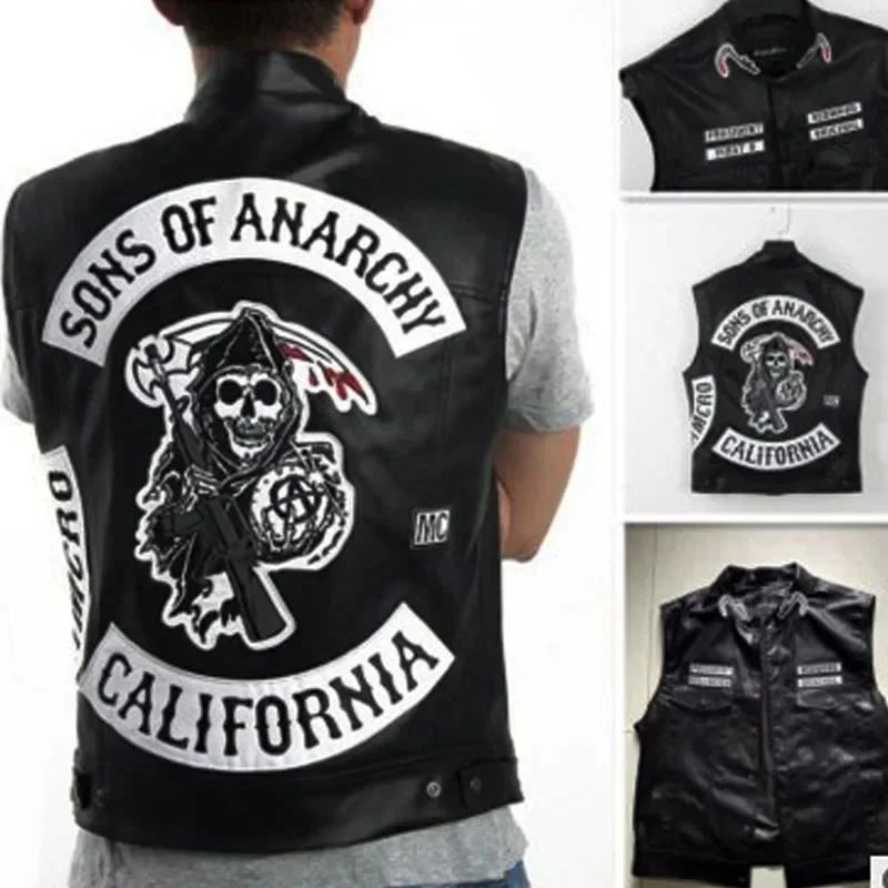 Embroidery Knit - Chaleco de Cuero ABC123 para Hombre,