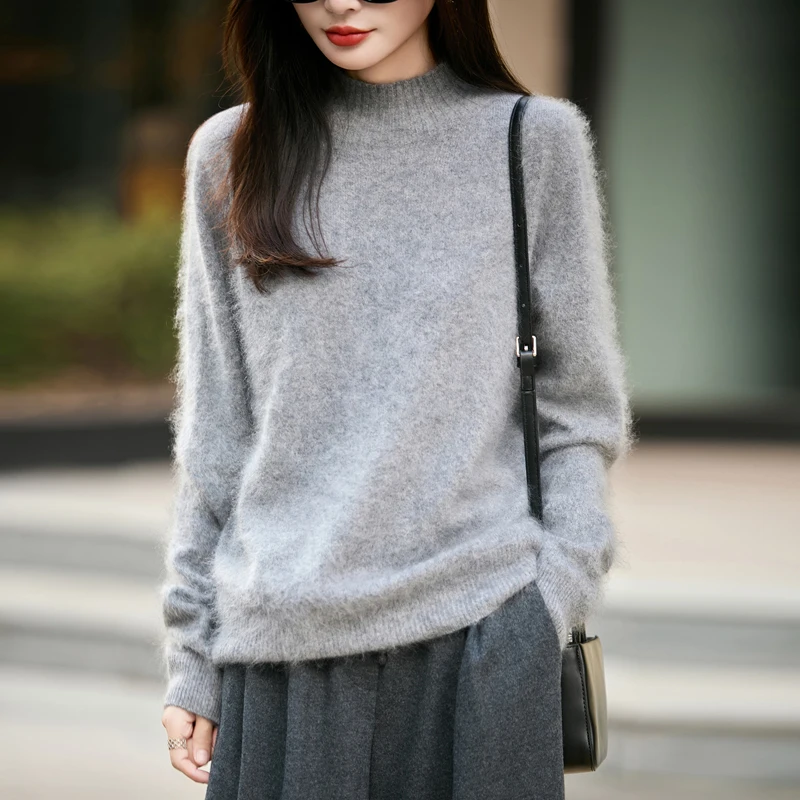 Embroidery Knit - Suéter de Cuello Alto para Mujer,