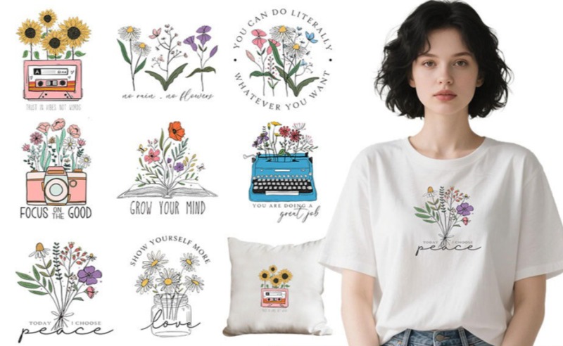 Embroidery Diy - Pegatinas Termoadhesivas de Flores de Dibujos