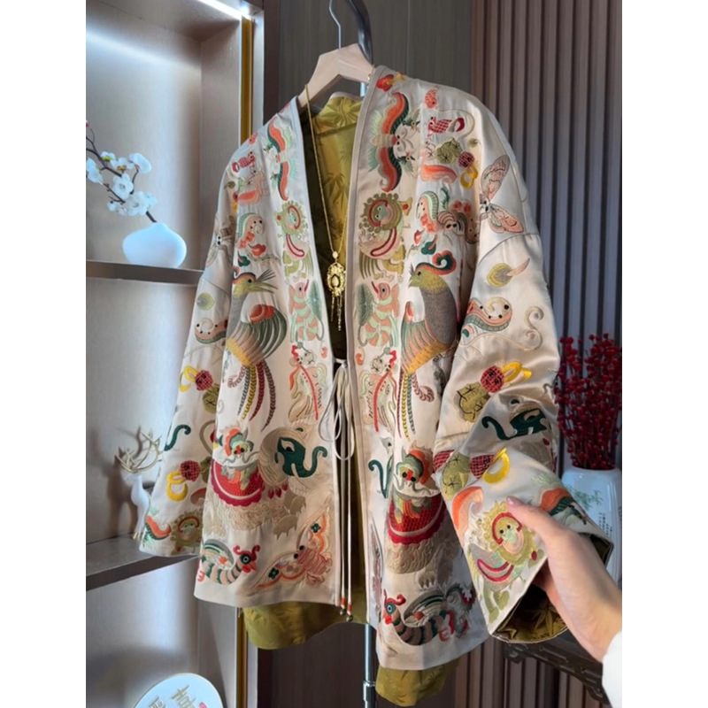 Embroidery Knit - Nuevo Kimono Estilo Chino, Chaqueta Cardigan