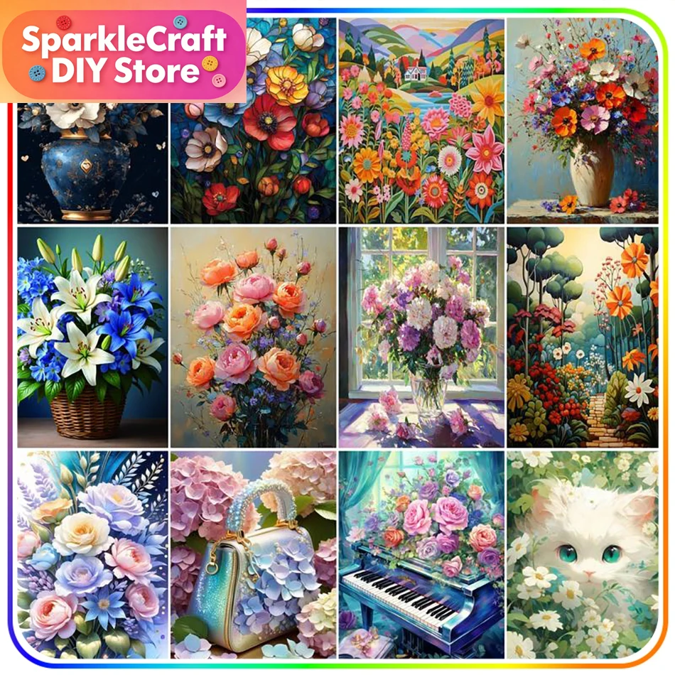 Embroidery Flower - 1 kit de pintura de diamantes
