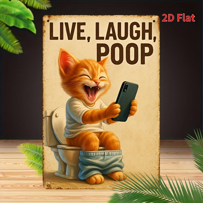 Divertido gato en el baño, art - Embroidery Wall Art reseña y precio