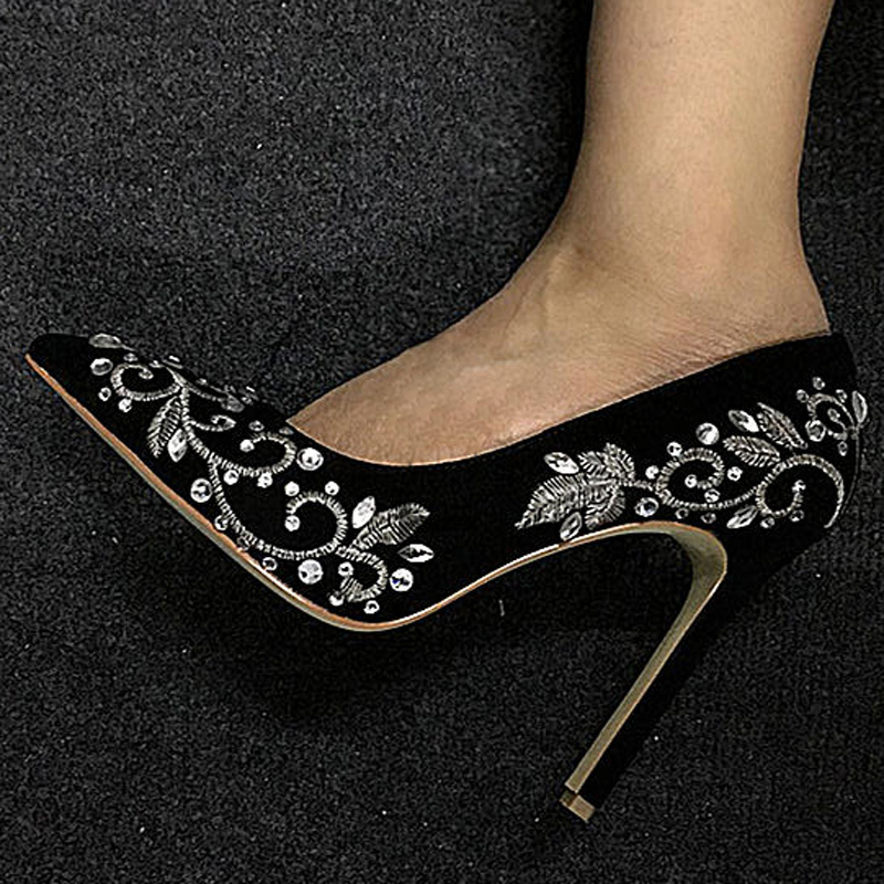 Zapatos de tacón con hoja bord - Embroidery Flower reseña y precio