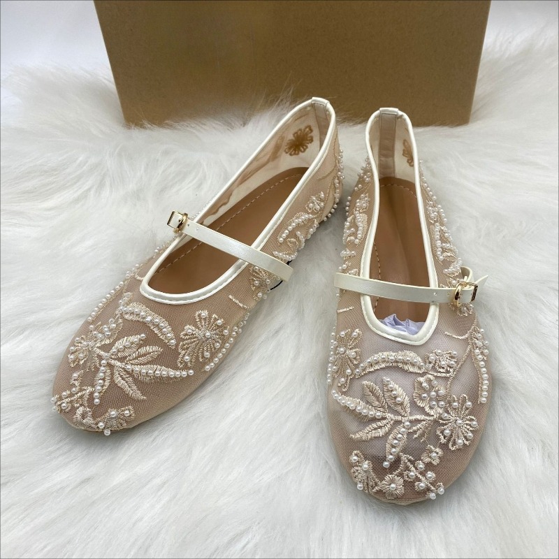 Zapatos planos de Ballet con c - Embroidery Flower reseña y precio