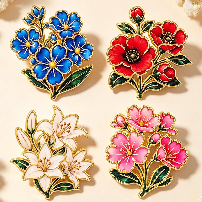 Bonito Broche de Esmalte Flora - Embroidery Wallpaper reseña y precio