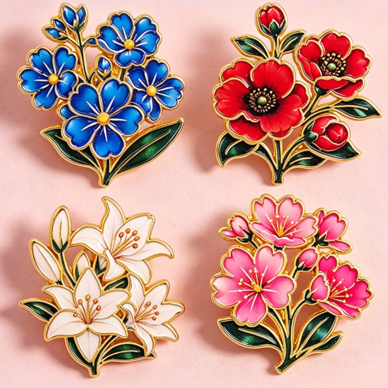 Bonito Broche de Esmalte Flora - Embroidery Wallpaper reseña y precio
