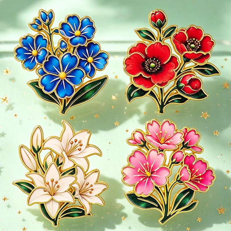 Bonito Broche de Esmalte Flora - Embroidery Wallpaper reseña y precio