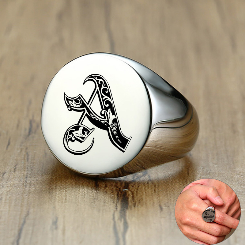 Vnox-Anillo de sello inicial c - Embroidery Alphabet reseña y precio
