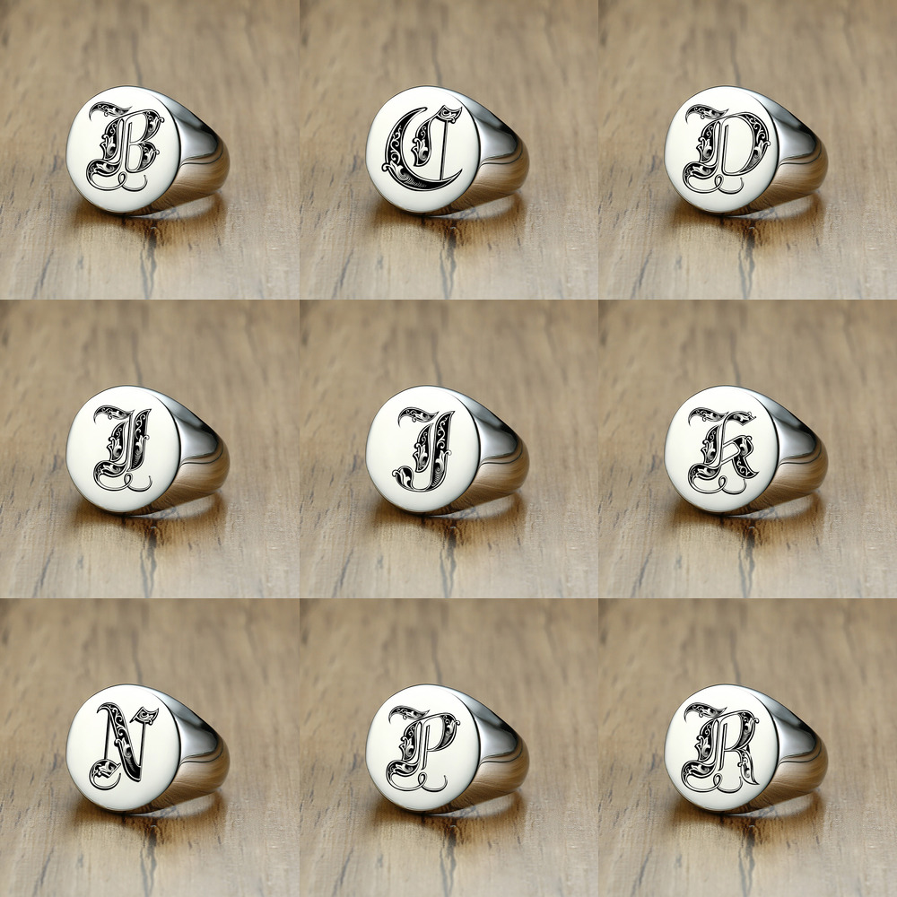 Vnox-Anillo de sello inicial c - Embroidery Alphabet reseña y precio
