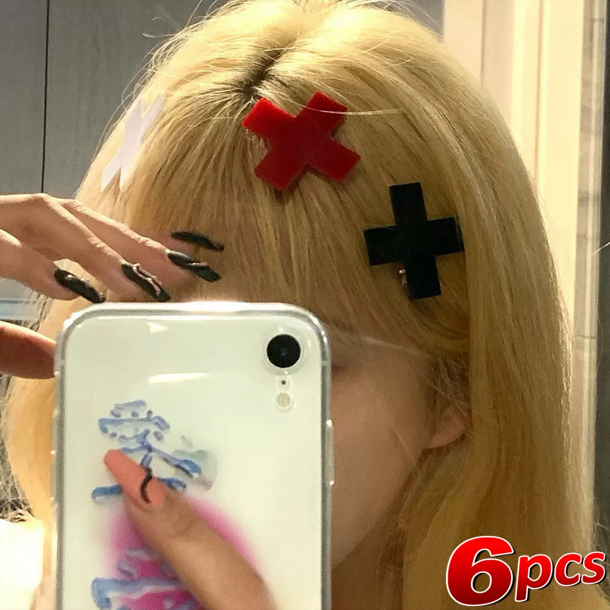 Clip de pelo de Cruz Roja Y2K  - Embroidery Gothic reseña y precio